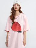 Back To School Amfeov Cotton Kawaii Strawberry Graphic T Shirts Y2k Streetwear Oversized Funny Short Sleeve Summer White Tops Cutecore Clothes