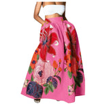 Amfeov Women’s Bohemian Floral Printed Maxi Skirt Comfortable High Waist Pockets Party Beach Long Skirt Ladies Large Hem Dress Holiday