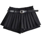 Back To School Amfeov hoco dresses Low Waist Slim Mini Pleated Skirt For Women 2024 Summer Casual Black Belt Skirts Babes Fashionable Solid Une Jupe Ligne