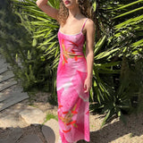 Back To School Amfeov Print Sexy Beach Vacation Maxi Dress Women’s Backless Strapless Elegant Summer Female Party Dress Slim Suspender Clothes