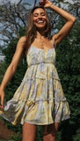 Amfeov hoco dresses Summer Spaghetti Floral Boho Tiered Mini Dress