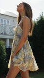 Amfeov hoco dresses Summer Spaghetti Floral Boho Tiered Mini Dress