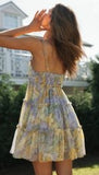 Amfeov hoco dresses Summer Spaghetti Floral Boho Tiered Mini Dress