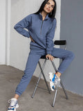 Back To School Amfeov Casual Hooded Sweatshirts Two-piece Long Sleeve Fleece Warm Casual Sweatpants Suit Autumn Loose 2 Piece Set Women Outfits