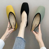 Amfeov 2024 Cotton Fabric Flats Shoes Women Yellow Ballerina Socks Shoes Women Loafers Slip on Flat Heel Mule Shoes Plus Size 43