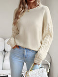 christmas outfit Amfeov Long Sleeves Loose Solid Color Round-Neck Pullovers Sweater