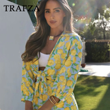 cold weather outfits Amfeov 2024 Spring Summer Casual Print Women Suits Fashion Streetwear Turn-down Collar Half Sleeve Shirts+Chic Mini Short Pants