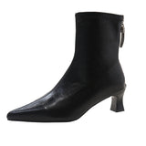 Amfeov Pointed Toe Women Slim Ankle Boots Fashion Back Zippers Shoes Autumn Winter Thin High Heel Women's Morder Short Booties