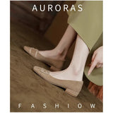 Amfeov Women Flat Shoes 2024 Spring New Fashion Simple Solid Color Anti slip Outdoor Casual Leather Party Dress Women