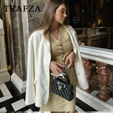 cold weather outfits Amfeov 2024 Spring Summer Casual Women Solid Suits Fashion Vintage V Neck Single Breasted Vests+Chic Elastic Waist Long Skirts