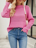 christmas outfit Amfeov Long Sleeves Loose Hollow Solid Color Round-Neck Knitwear Pullovers Sweater Tops