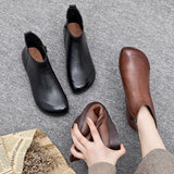 Amfeov New Fashion Women Ankle Boots Retro Casual Soft Bottom Lightweight Women Casual Boots Leather Fashion Trend Women's Boots