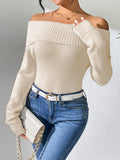 christmas outfit Amfeov Long Sleeves Solid Color Off-The-Shoulder Pullovers Sweater Tops