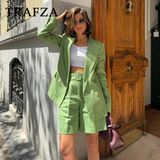 cold weather outfits Amfeov 2024 Spring Summer Office Lady Solid Suits Fashion Streetwear Pockets Shrug Double Breasted Blazers+Zipper Sashes Shorts