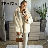 cold weather outfits Amfeov 2024 Autumn Winter Casual Women Jackets Fashion Streetwear Thick Oversized Solid Zipper O Neck Teddy Fleece Ladies Coats