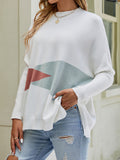 christmas outfit Amfeov Batwing Sleeves Long Sleeves Contrast Color Round-Neck Knitwear Pullovers Sweater Tops