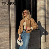 cold weather outfits Amfeov 2024 Autumn Winter Casual Women Jackets Fashion Streetwear O Neck Solid Single Breasted Spliced Chic Ladies Jackets