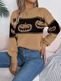 christmas outfit Amfeov Long Sleeves Loose Contrast Color Split-Joint Round-Neck Pullovers Sweater Tops