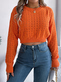 christmas outfit Amfeov Long Sleeves Loose Backless Buttoned Hollow Solid Color Split-Joint Round-Neck Pullovers Sweater Tops