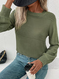 christmas outfit Amfeov Long Sleeves Loose Solid Color Split-Joint Round-Neck Pullovers Sweater Tops