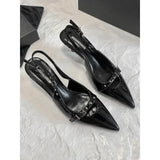 Amfeov 2024 Summer High Heel Sandals Buckle Punk Style Stiletto Pointed Toe Sexy Fashion Women's Shoes Luxury Sandals Women Designers