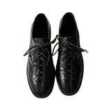 Amfeov Cow leather lace up oxford shoes women basic block Heel Women high heel derby shoes outdoor sneaker