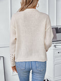 christmas outfit Amfeov Long Sleeves Loose Hollow Solid Color Split-Joint Round-Neck Pullovers Sweater Tops