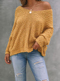 christmas outfit Amfeov Long Sleeves Loose Solid Color V-Neck Knitwear Pullovers Sweater Tops