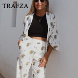 cold weather outfits Amfeov 2024 Spring Summer Casual Women Embroidery Suits Fashion Solid Flare Sleeve Open Stitch Blazers+Mid Waist Wide Leg Pants