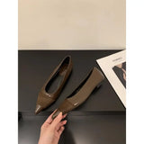 Amfeov Pointed Toe Women Loafers Black Brown White Casual Mules Shoes New 2024 Fashion Shallow Slip on Low Flat Heel Party Dress Shoes