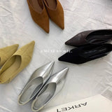 Amfeov 2024 New Summer Casual Flats Fashion Pointed Toe Shoes Women Concise  Leather Women Shoes Sapato Feminino