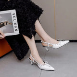 Amfeov 2024 Summer New Band Women Sandal Fashion Pointed Toe Cross Strpa Gladiator Shoes Thin High Heel Dress Pumps Shoes