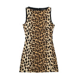 cold weather outfits Amfeov 2024 Spring Summer Women LEOPARD Sexy Dresses Fashion Nightclub O Neck Slim Sleeveless Print Elegant Ladies Mini Dresses