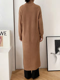 christmas outfit Amfeov Original Loose Solid Color Split-Front Sweater Dress