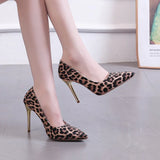 Amfeov Autumn Sexy Leopard Print Women's Shoes High Heels Elegant Office High Heels Women's Animal Print Pointed Toe Luxury Shoes