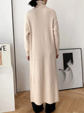 christmas outfit Amfeov Original Loose Solid Color Split-Front Sweater Dress