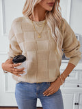 christmas outfit Amfeov Long Sleeves Loose Solid Color Split-Joint Round-Neck Pullovers Sweater Tops