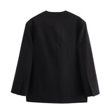 cold weather outfits Amfeov Women's new suit jacket with Chinese style bow tie decoration V-neck loose casual long sleeved top