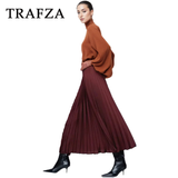 cold weather outfits Amfeov 2024 Spring Summer Casual Folds Long Skirts Fashion Vintage Solid Satin Oversized High Waist Chic Elegant Lady Skirts