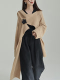 christmas outfit Amfeov High-Low Long Sleeves Asymmetric Three-Dimensional Flower Round-Neck Cardigan Tops