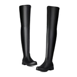 cold weather outfits Amfeov Autumn Over Knee Boots 3.5cm Heel Round Toe Leather Thigh High Fashion Big Size 45 46 47 48 US17