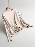 christmas outfit Amfeov Batwing Sleeves High-Low Solid Color Boat Neck Knitwear Pullovers Sweater