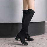 cold weather outfits Amfeov Faux Suede Boots over the knee high women boots women's autumn thigh high boots shoes bota B876a