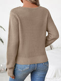 christmas outfit Amfeov Long Sleeves Loose Hollow Solid Color Split-Joint Round-Neck Pullovers Sweater Tops