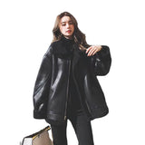 cold weather outfits Amfeov 2024 Winter New Style Korean Loose Fit Thickened Lambswool Leather Jacket Brown Motorcycle Cropped Hair Integrated Leather Jacke