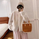 cold weather outfits Amfeov Borderless Faux Fox Fur Velvet Stand Collar Cropped Women's Jacket New Arrival Chinese Mainland Origin True Leather Fur