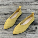 Amfeov Shallow Pointed Toe Ballet Flats Women Spring Autumn Low Slip on Comfortable Mules Soft Mesh Flat Knitted Dress Shoes Ladies 43