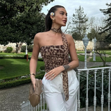 cold weather outfits Amfeov 2024 Spring Summer Streetwear LEOPARD Print Women Suits Fashion Strapless Sleeveless Tops+Chic Elegant Pencil Long Skirts