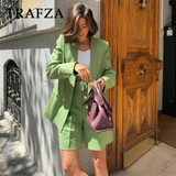 cold weather outfits Amfeov 2024 Spring Summer Office Lady Solid Suits Fashion Streetwear Pockets Shrug Double Breasted Blazers+Zipper Sashes Shorts