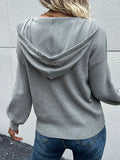 christmas outfit Amfeov Hooded Long Sleeves Buttoned Drawstring Split-Joint V-Neck Sweater Tops